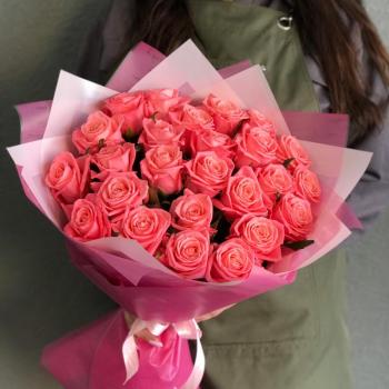 Розовые розы 50 см 25 шт. (Россия) Артикул  24420