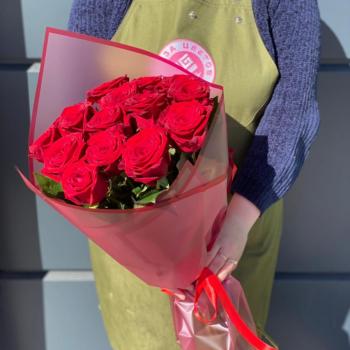 Красные розы 60 см 15 шт. (Россия) (артикул   24444)