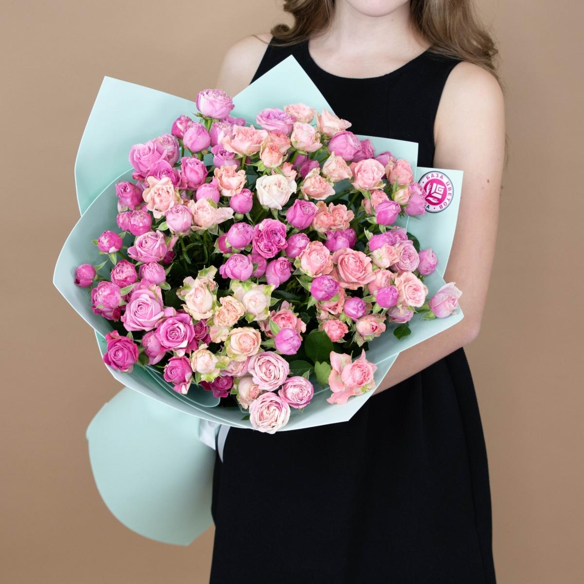 Розы кустовые розовые артикул букета  348