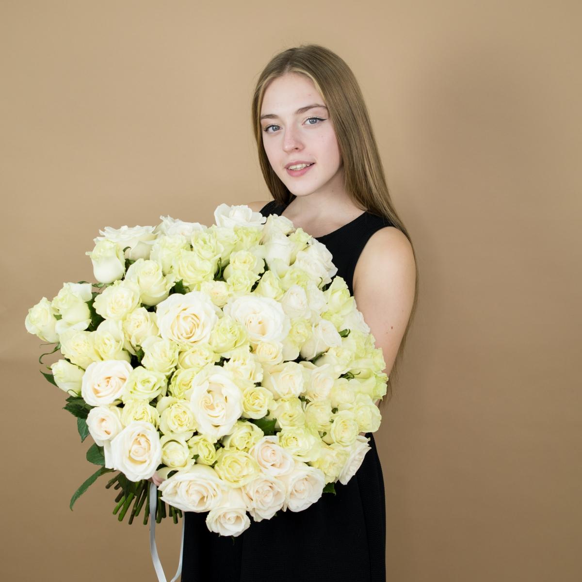 Букеты из белых роз 40 см (Эквадор) [Артикул  48]